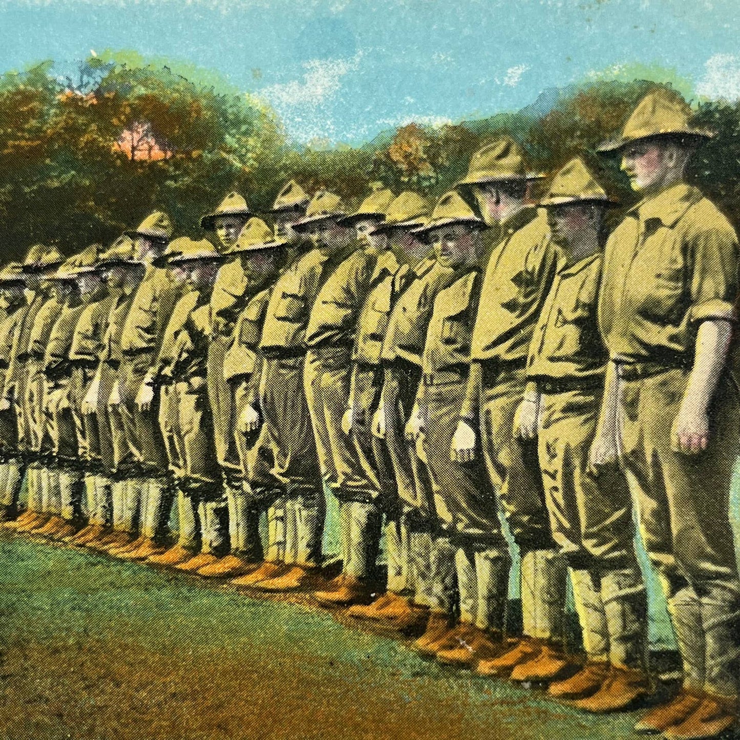 VTG Postcard WWI Roll Call Soldiers Attention Camp Beauregard Alexandria LA PA1