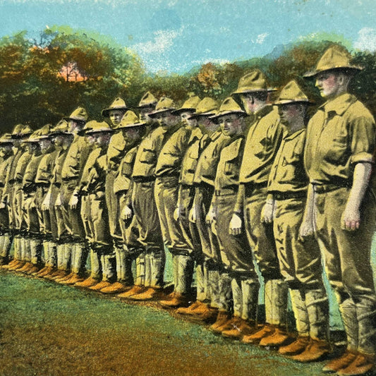 VTG Postcard WWI Roll Call Soldiers Attention Camp Beauregard Alexandria LA PA1