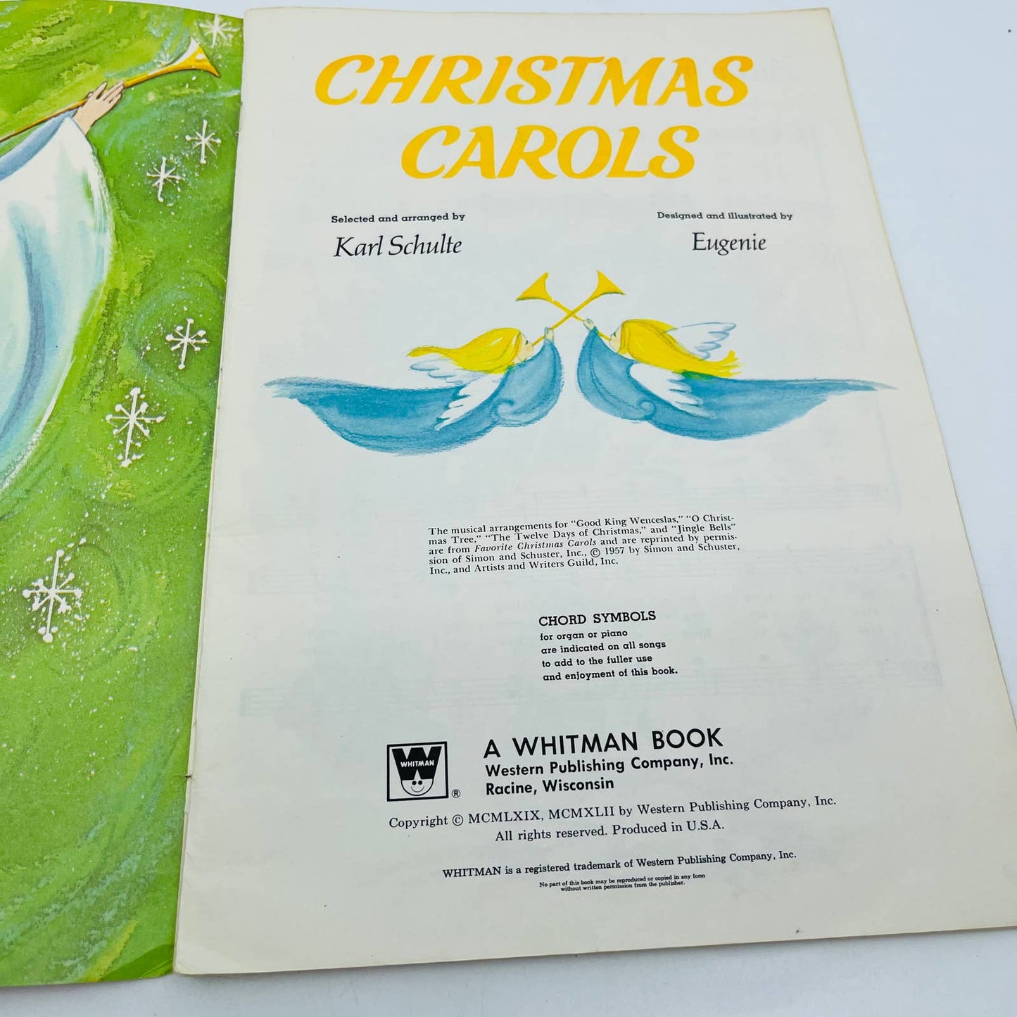 1950s-60s Christmas Carols Song Book Piano Organ Guitar Illustrated BA3