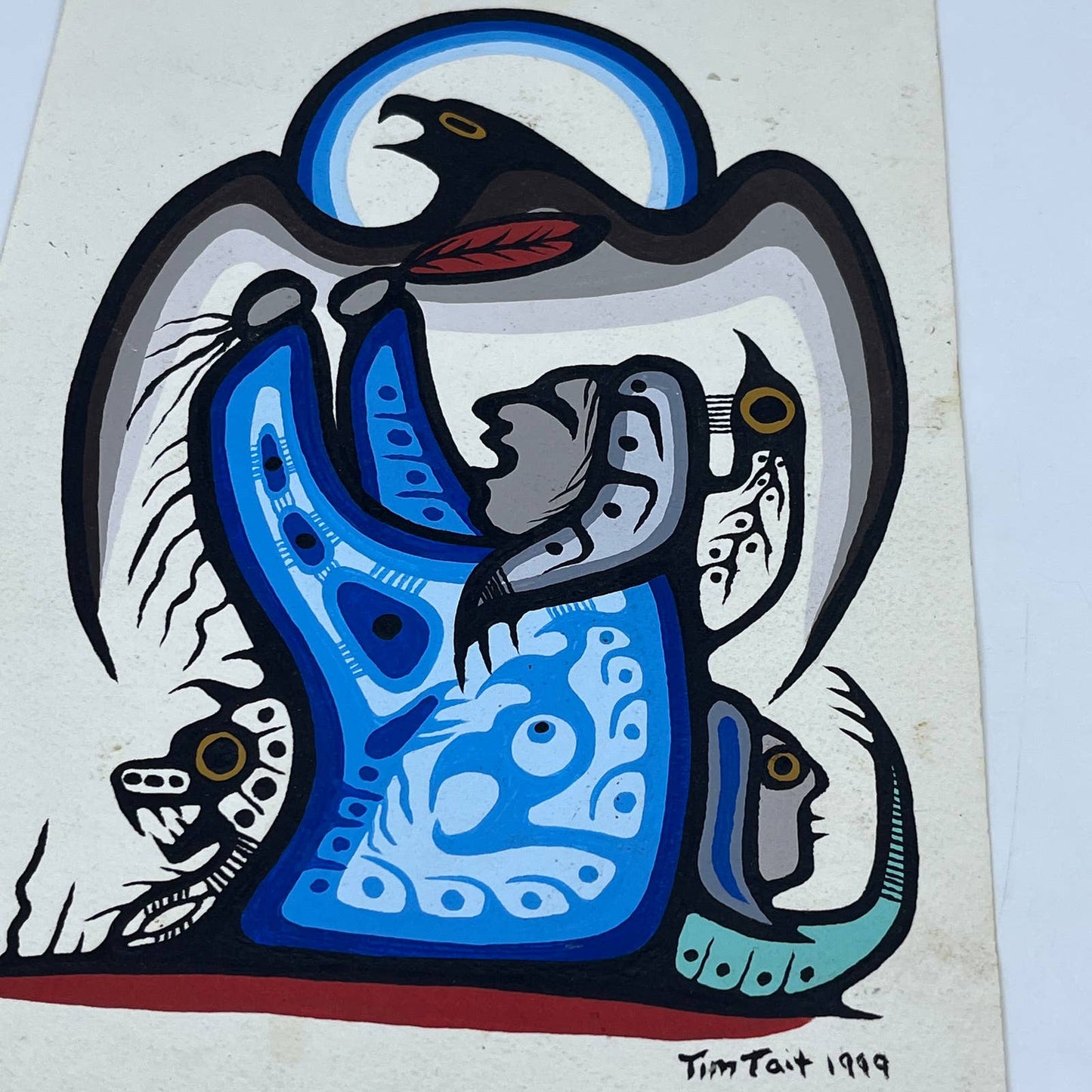 1999 Original Native First Nation Acrylic Painting Tim Tate 11 x 7.5" AC2