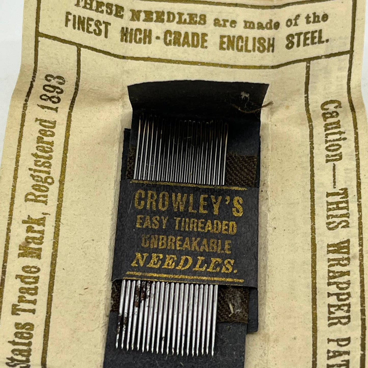 1893 Edwardian Sewing Needle Packet Collectible W. Crowley & Sons Lion Brand SC4