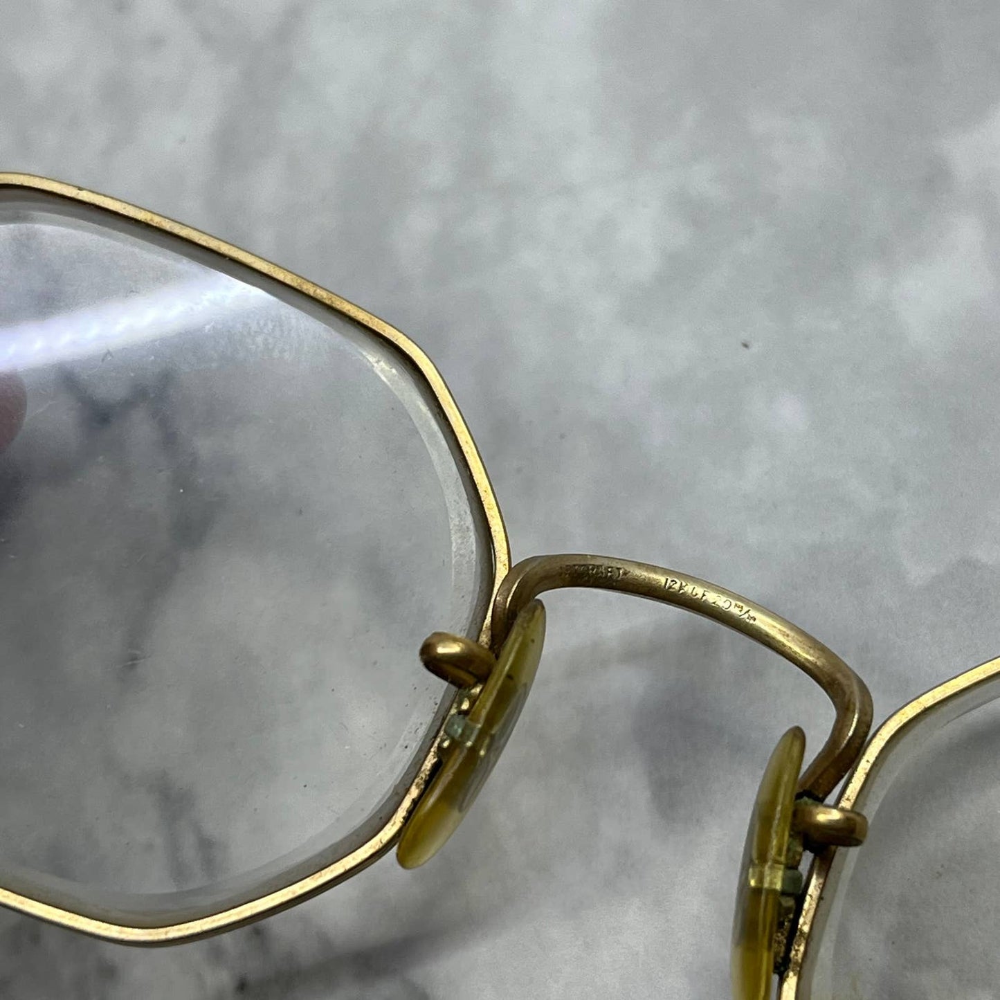 Antique Art Deco Artcraft Gold Fill Octagonal Frame Eyeglasses 4.75” w Case SE9