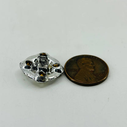 Vintage Lot of 2 Buttons Rhinestone and Silver Tone SB7