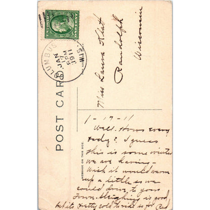 Dutch Children On Swing Illustration Columbus WI 1911 Original Postcard TK1-P18