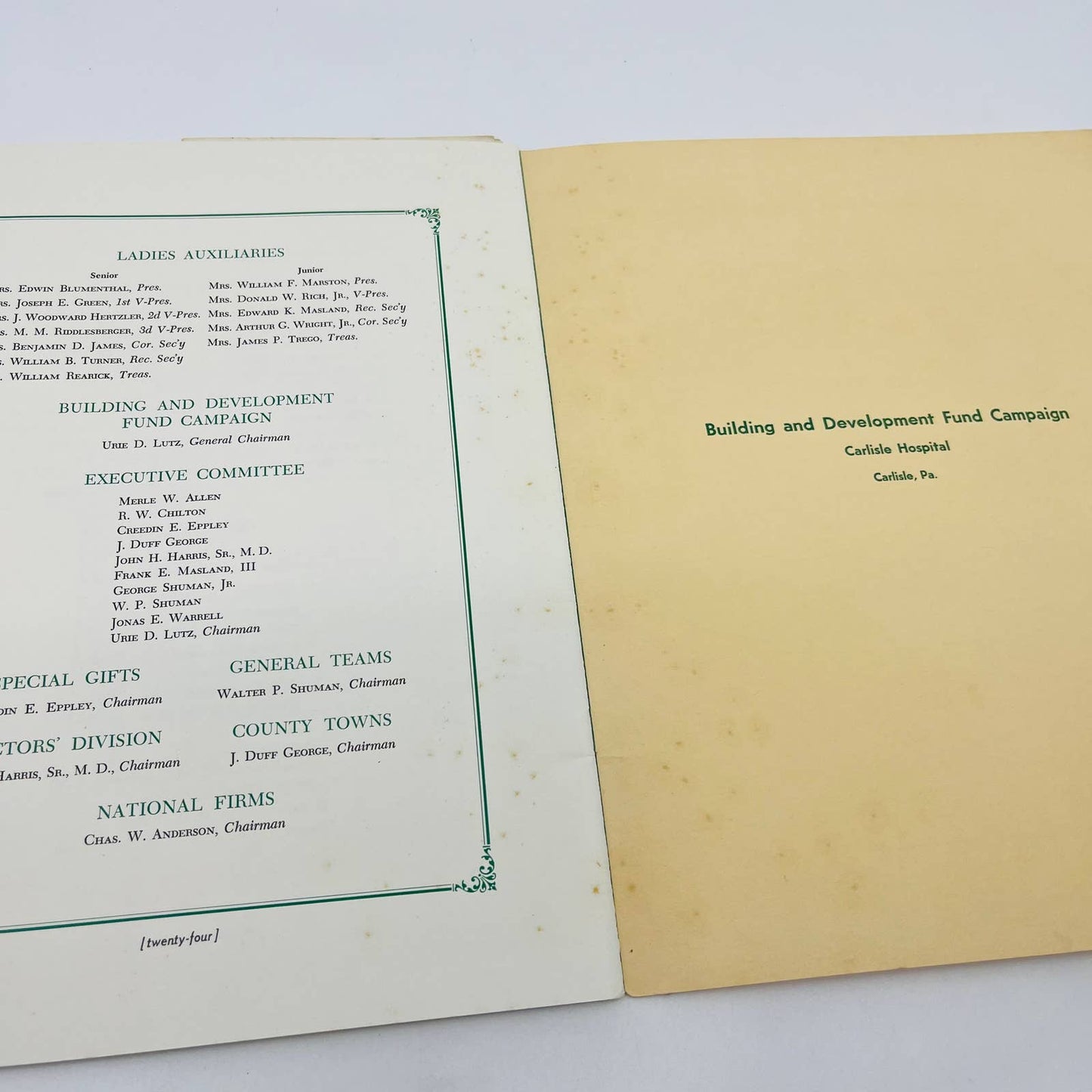 1959 Carlisle Hospital Building and Development Fund Campaign Booklet PA BA1