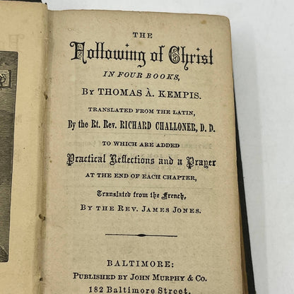 1880s The Following of Christ in Four Books by Thomas A. Kempis Baltimore TG6