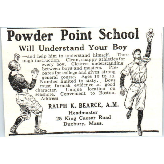 Powder Point School Ralph K. Bearce Duxbury Mass - 1921 Original Ad TJ7-S7
