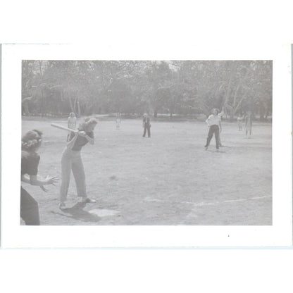 c1940 Original Photograph of Girls Playing Baseball 2.5x3.5 AD8-P18