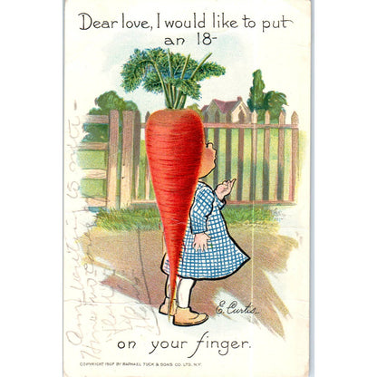 E Curtis Anthropomorphic Carrot Garden Patch Raphael Tuck Postcard TK1-P17