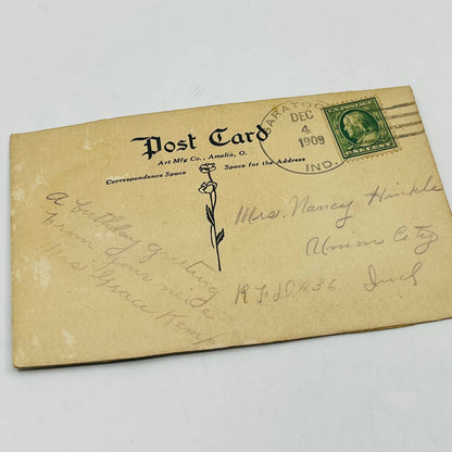 1910s Birthday Post Card Embossed Maritime Velvet Navy Anchor Nautical PA5