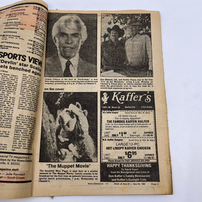1981 Nov 22 Bellville IL News-Democrat TV Listings Magazine Miss Piggy A18