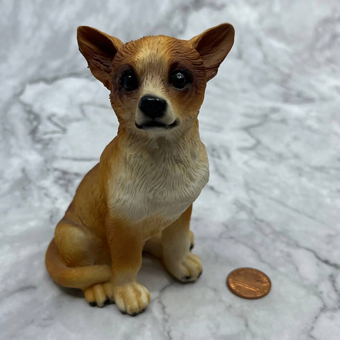 Vintage Hand Painted Cast Resin Chihuahua Dog Figurine 4” TE2