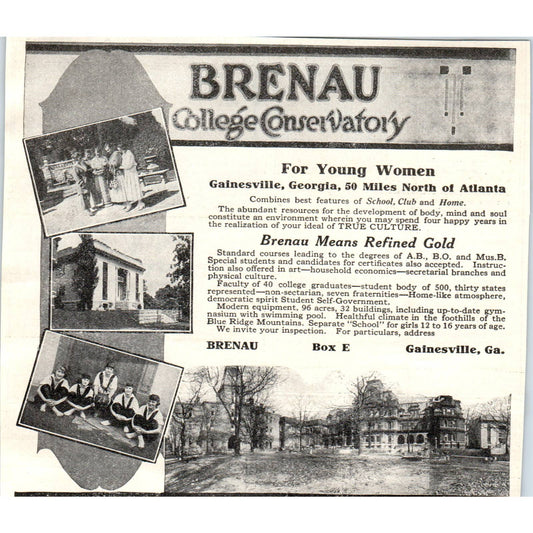c1920 Harper's Ad -  Brenau College Conservatory for Women Gainesville GA EA3