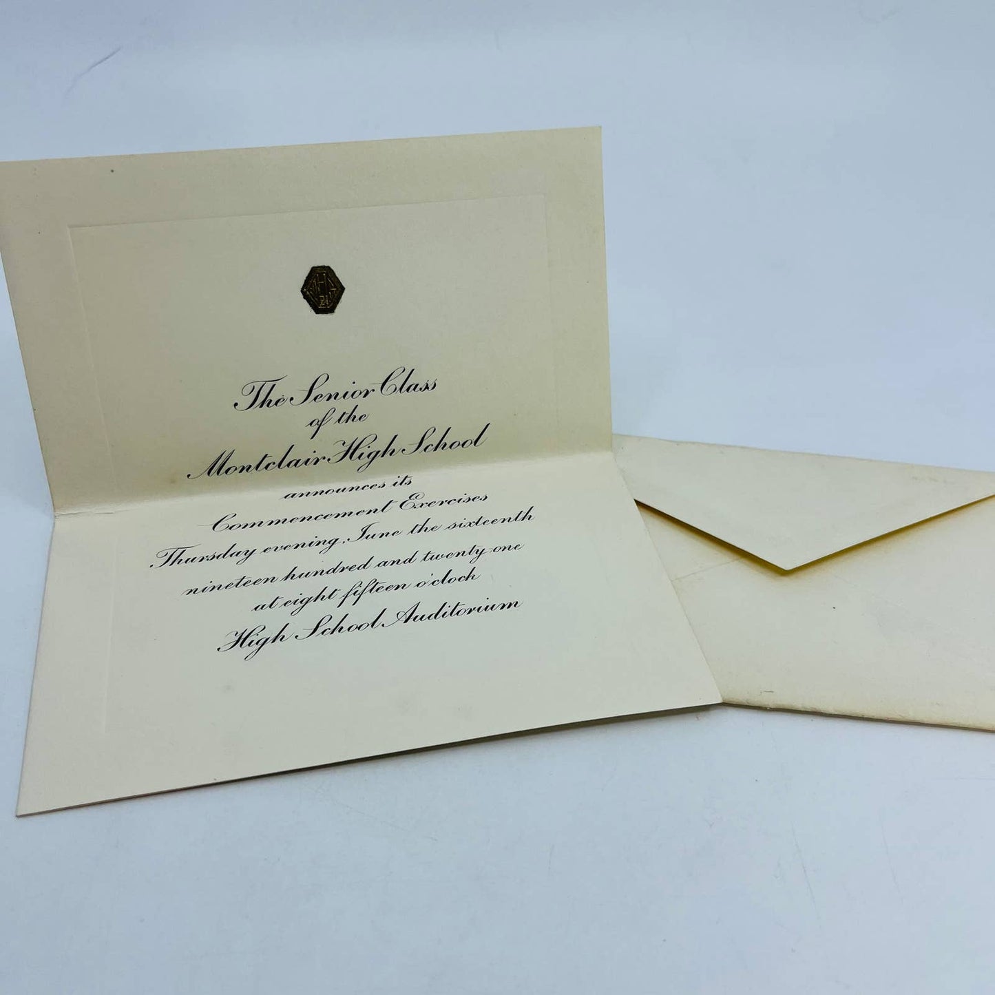 1921 Montclair High School Graduation Commencement Invitation NJ D4