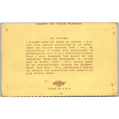 1948 American Bowling Congress Milwaukee Membership Card Eagles 775 SE5-5