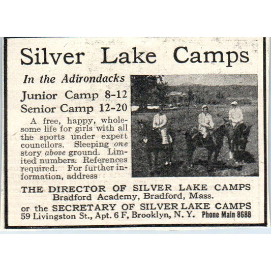 c1920 Harper's Magazine Ad - Silver Lake Camps in the Adirondacks EA3-2