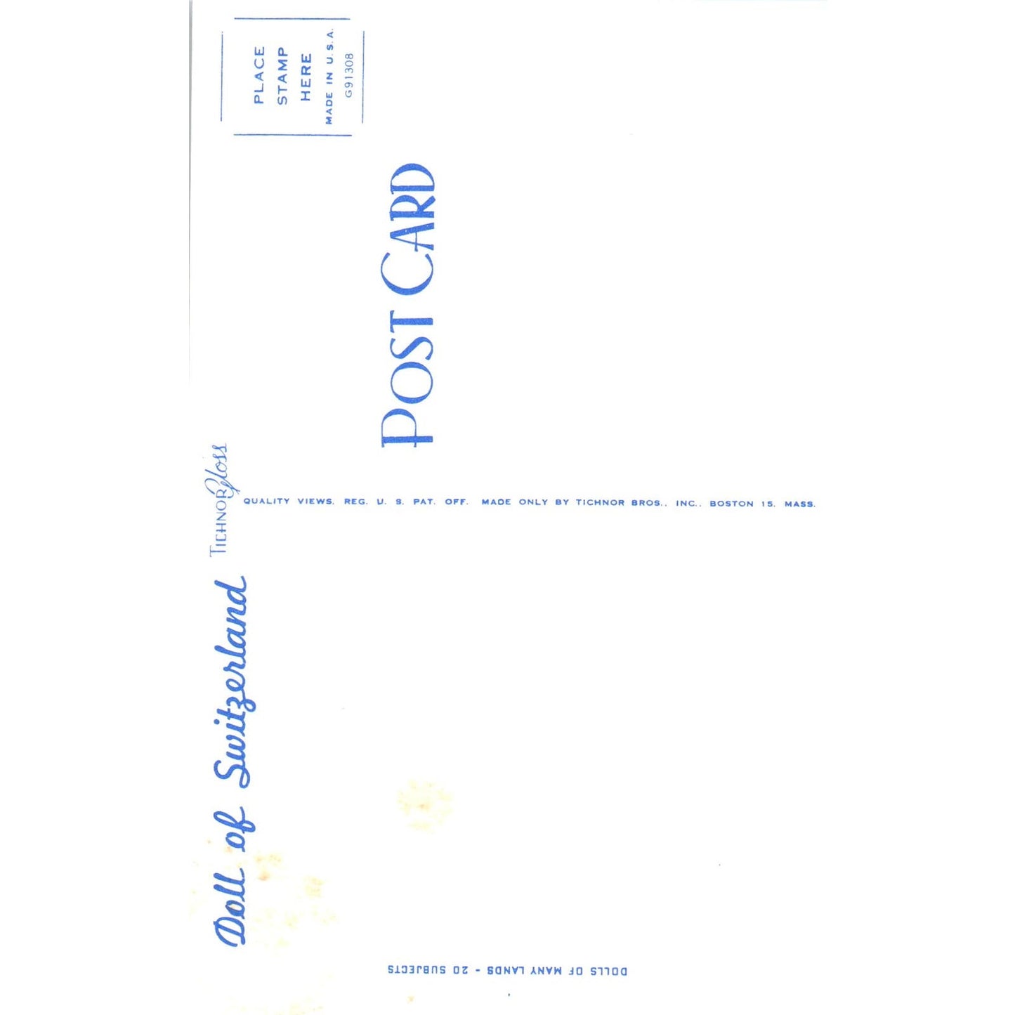 Doll of Switzerland - Dolls of Many Lands Series Original Postcard PB4