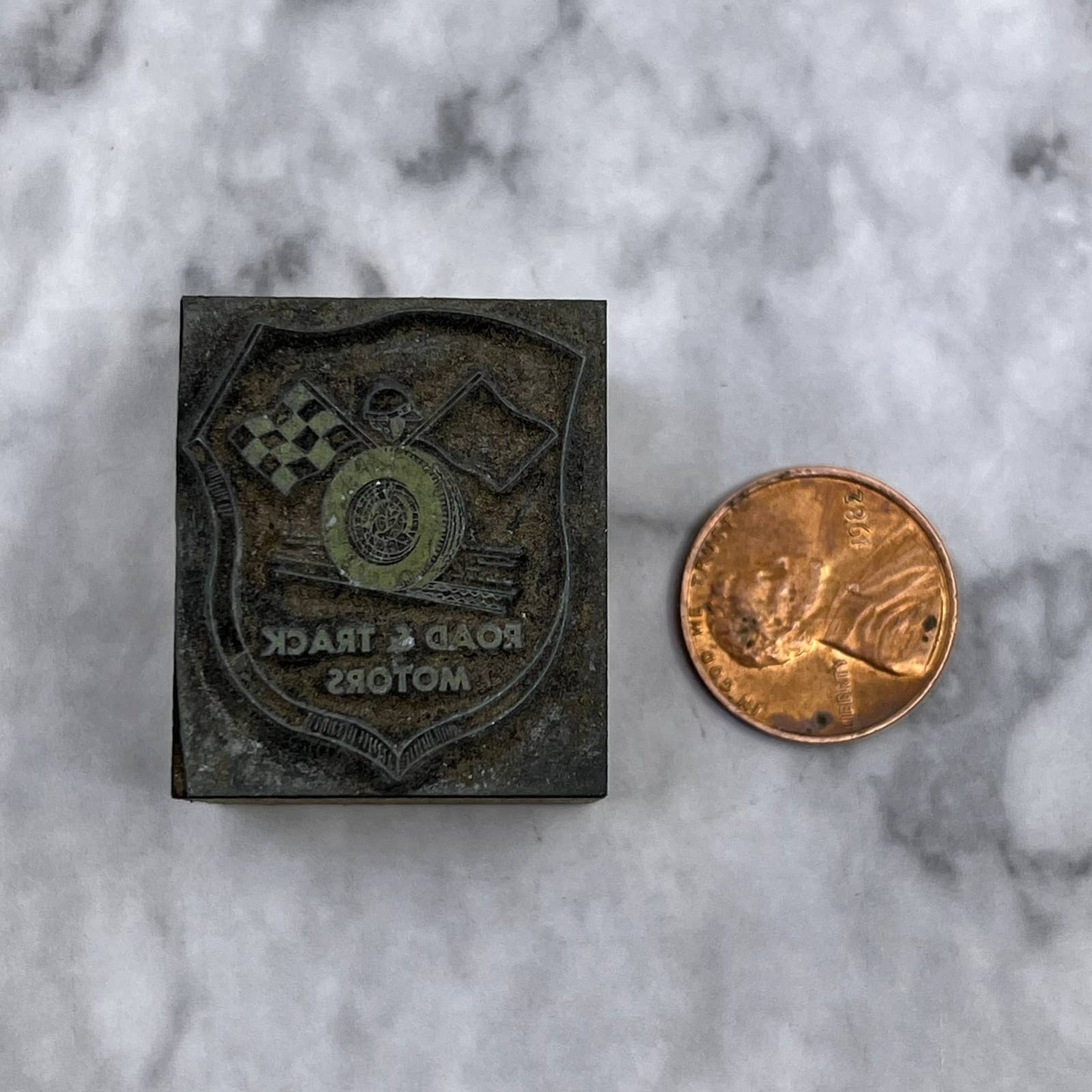 Vintage Printing Letterpress Printers Block Plate Road & Track Motors TJ513