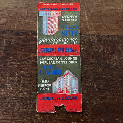 Allis Hotel Wichita Kansas Advertising Matchbook Cover MM11-6