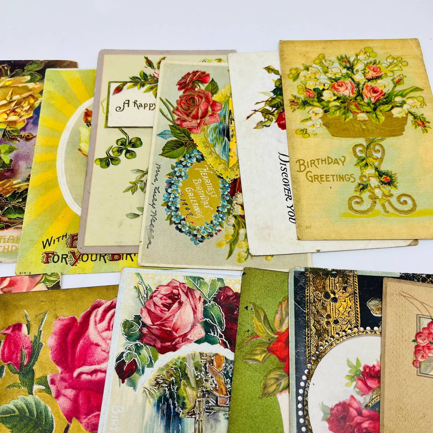 1910s Birthday Post Card Lot of 20 Embossed ALL FEATURING ROSES Floral TD1-RB