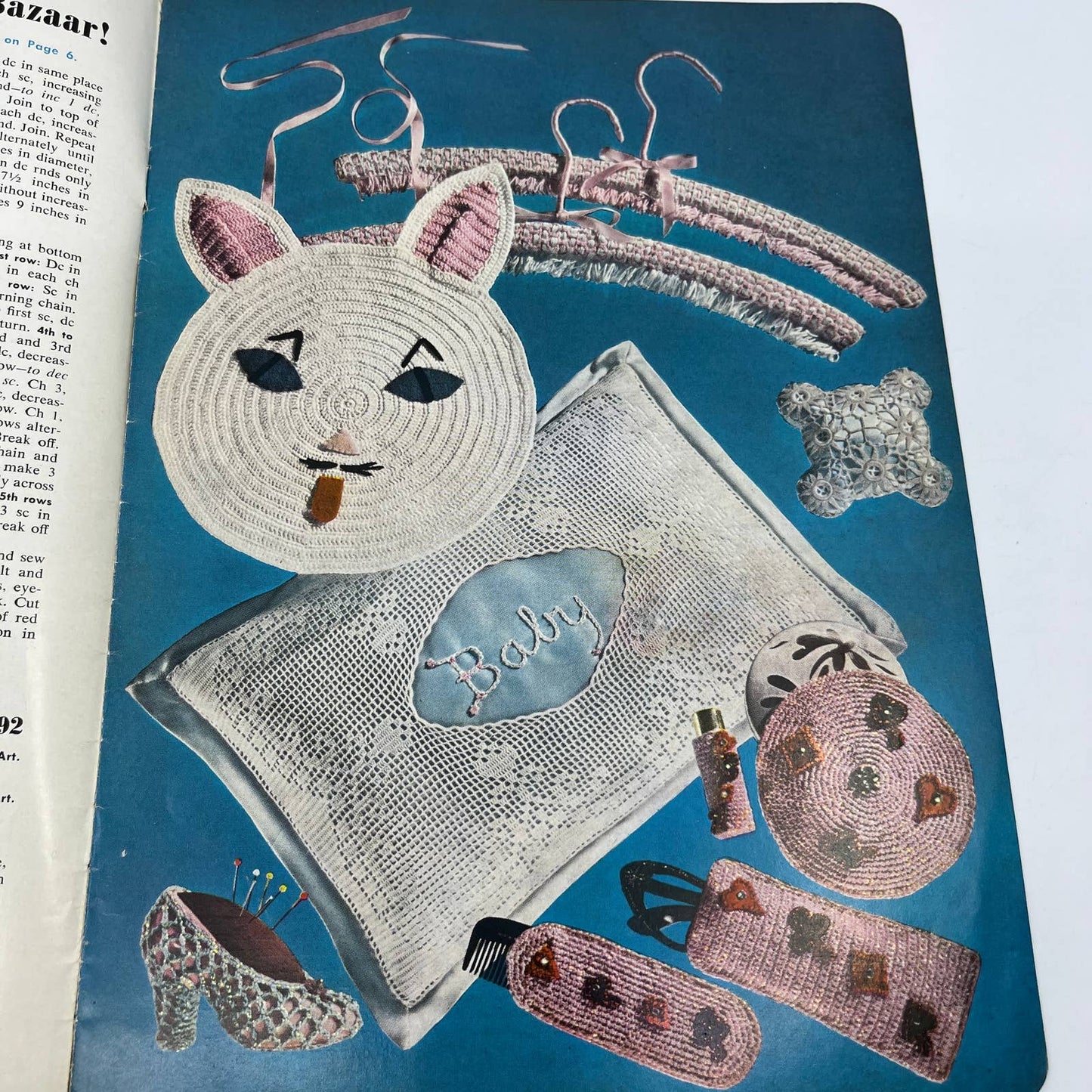 1955 Coats & Clarks Quick to Make Gifts Magazine Animals Hats Placemats TH7