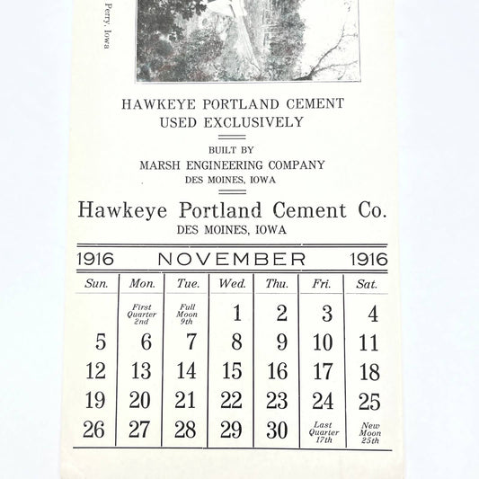 1916 Hawkeye Portland Cement Co Blotter Des Moines IA Marsh Rainbow Bridge AB8-2