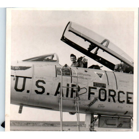 c1940 Original Photo USAF F-100F Super Sabre Fighter w/ Open Canopy 3.5" TJ7-L2