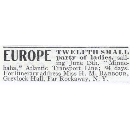 Europe Travel Tours W.H. Whiting Greenfield Massachusetts - 1903 Ad TJ7-S9