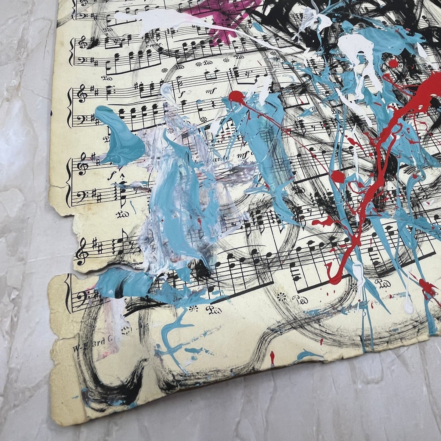 Original Mixed Media Abstract Art Painting 10x13” Vivid Notes Signed #7