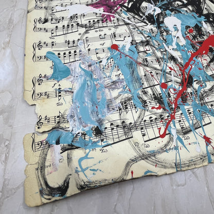 Original Mixed Media Abstract Art Painting 10x13” Vivid Notes Signed #7