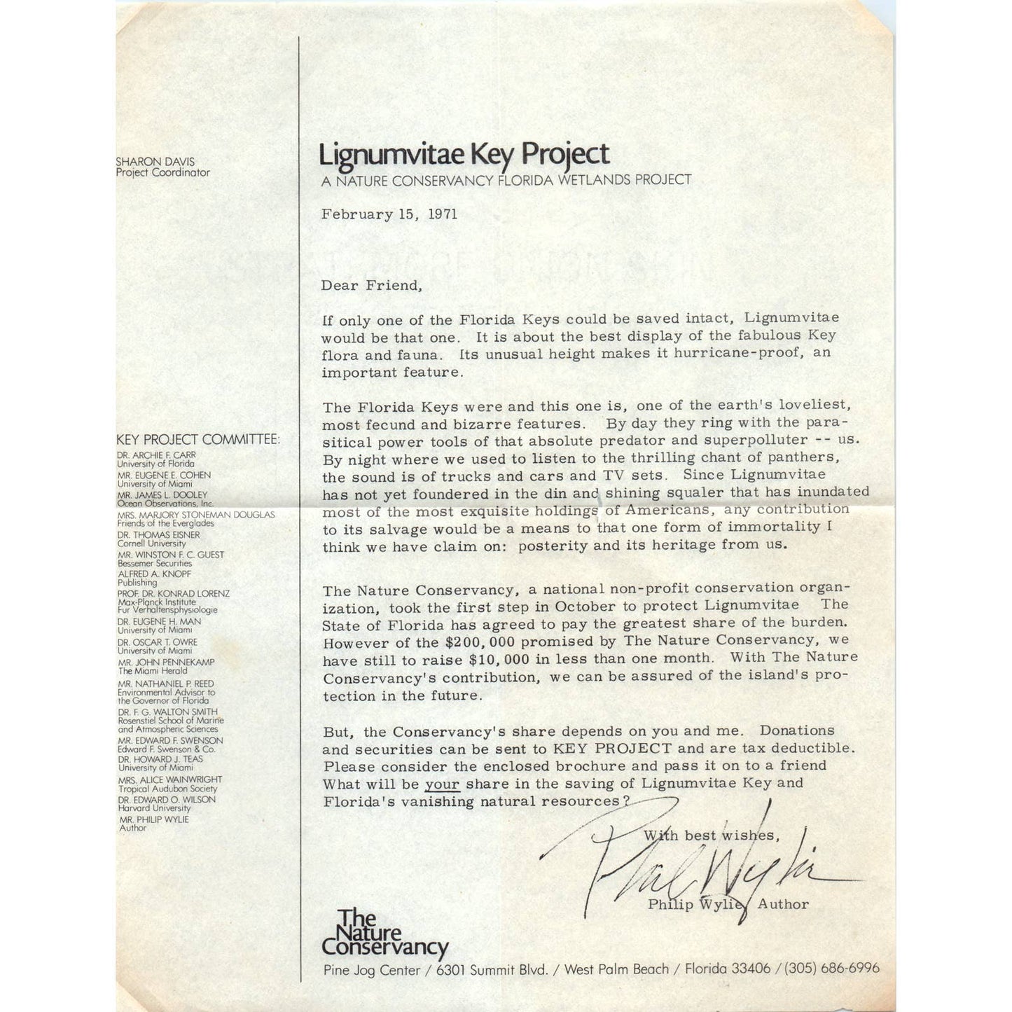 1971 Ligumvitae Key Project The Nature Conservancy West Palm Beach Leaflet SE3