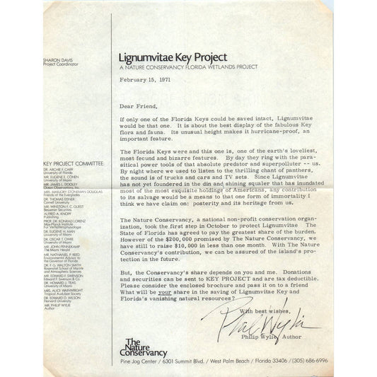 1971 Ligumvitae Key Project The Nature Conservancy West Palm Beach Leaflet SE3