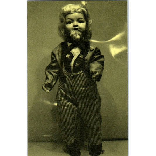 Vintage French Bisque Uncle Sam Doll Green Tint Original Postcard PB8
