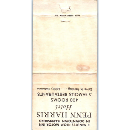 Penn Harris Motor Inn Wayne N. Sweger Advertising Matchbook Cover MM9-7