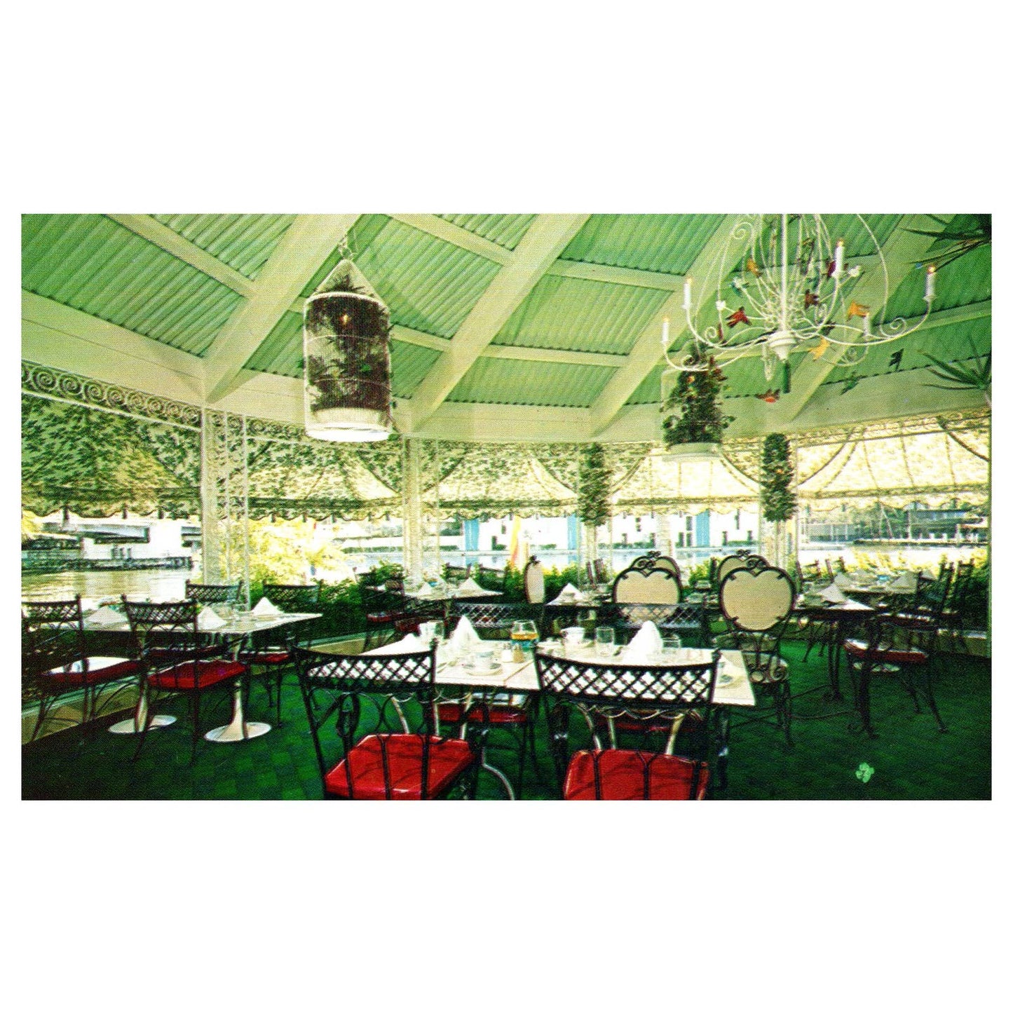 Vtg Postcard - Creighton's Restaurant Gazebo Room View Fort Lauderdale FL AD9