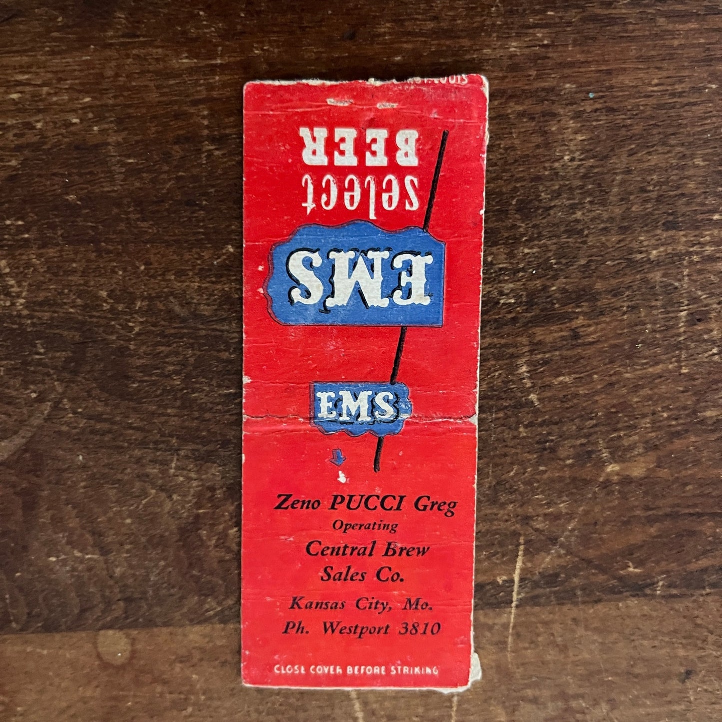 EMS Select Beer Zeno Pucci Greg Advertising Matchbook Cover MM11-7