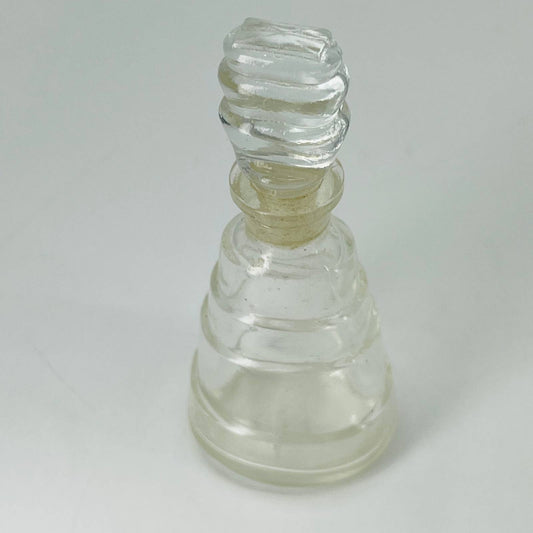 1930s Art Deco Tapered Glass Miniature Perfume Bottle With Stopper 3.5” SA6