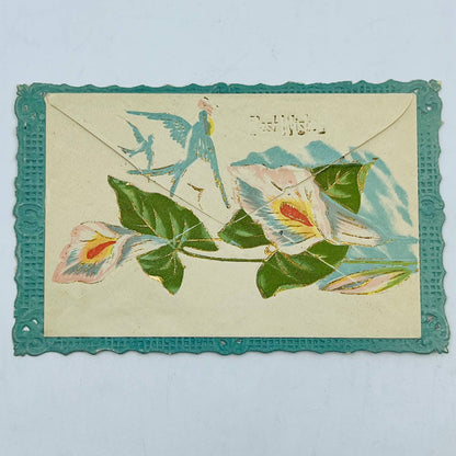 1910s Post Card Die Cut Attached Front Envelope Calla Lily PA7