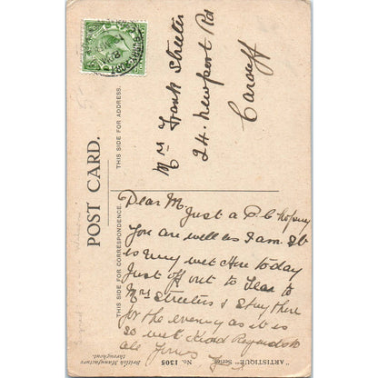 Woman With Small Dog Puppy With Italian Flag c1910 Original Postcard TK1-27