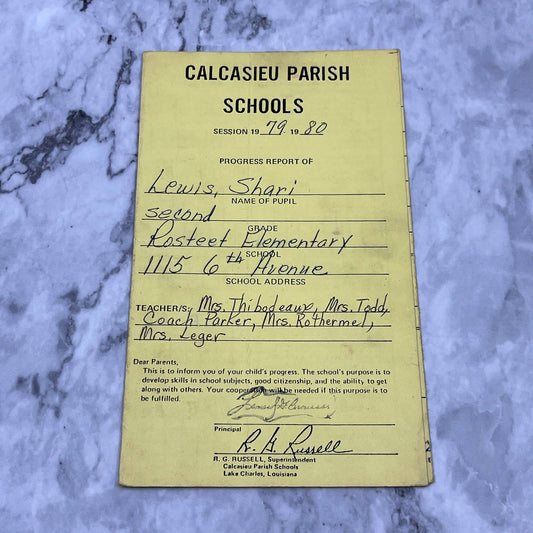 1980 Student Report Card Shari Lewis Rosteet School Calcasieu Lake Charles EA4