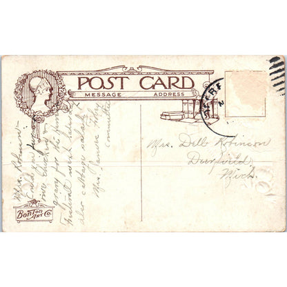 Thanksgiving Father Time Chasing a Turkey c1910 Original Postcard TK1-22