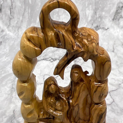 Holy Family Under the Arch Hand Carved Olive Wood Sculpture Jerusalem 4X6.5" TI7