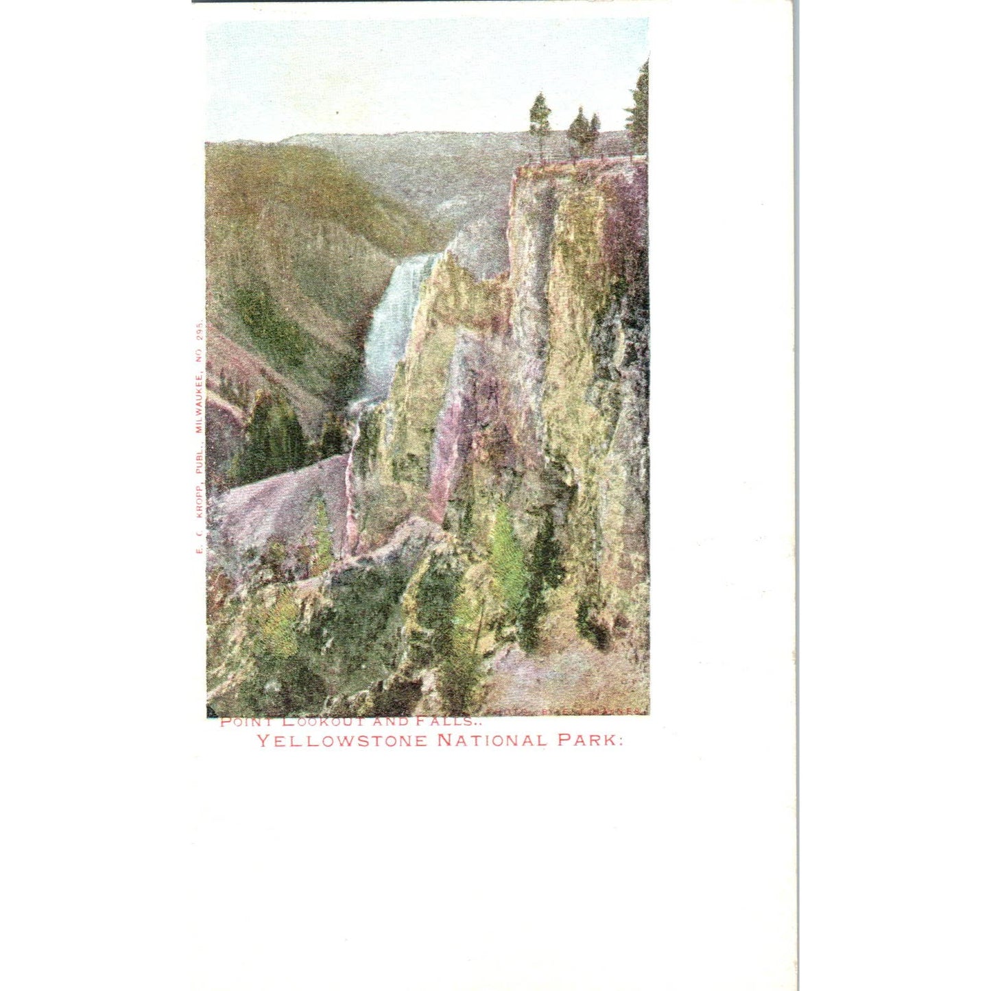 Point Lookout and Falls Yellowstone Park Original Postcard TK1-P15