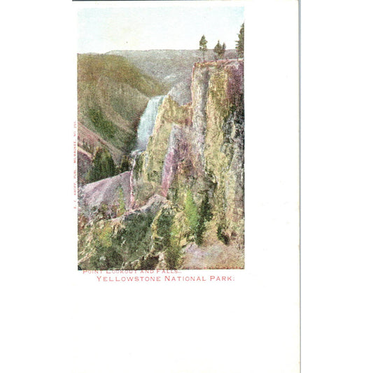 Point Lookout and Falls Yellowstone Park Original Postcard TK1-P15