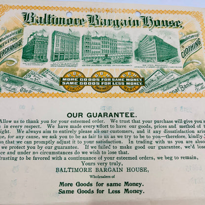 1904 Baltimore Bargain House MD Billhead Letterhead Receipt AA4