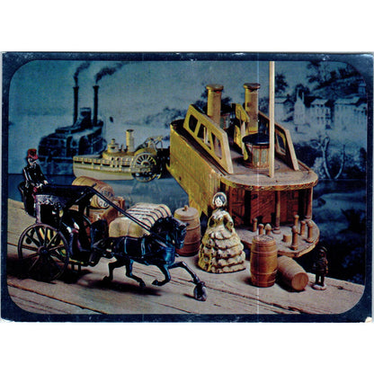 1969 Hallmark Ferryboat Scene Mechanical Toys Continental Postcard TK1-P18