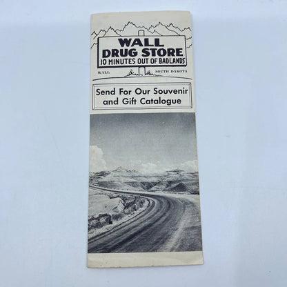 1950s Wall Drug South Dakota Badlands Brochure Fold Out SC6