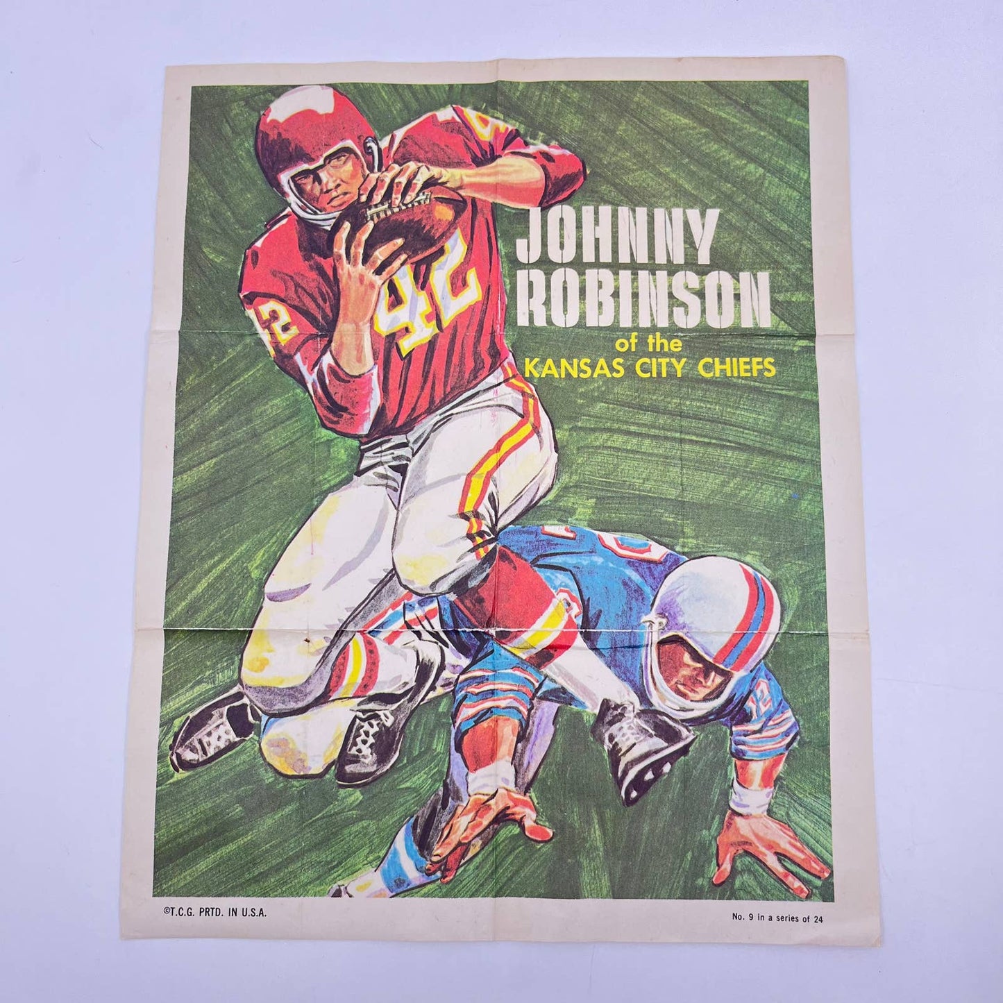 1970 Topps Football Pinup Poster 8X10 Johnny Robinson Kansas City Chiefs #42 AA7