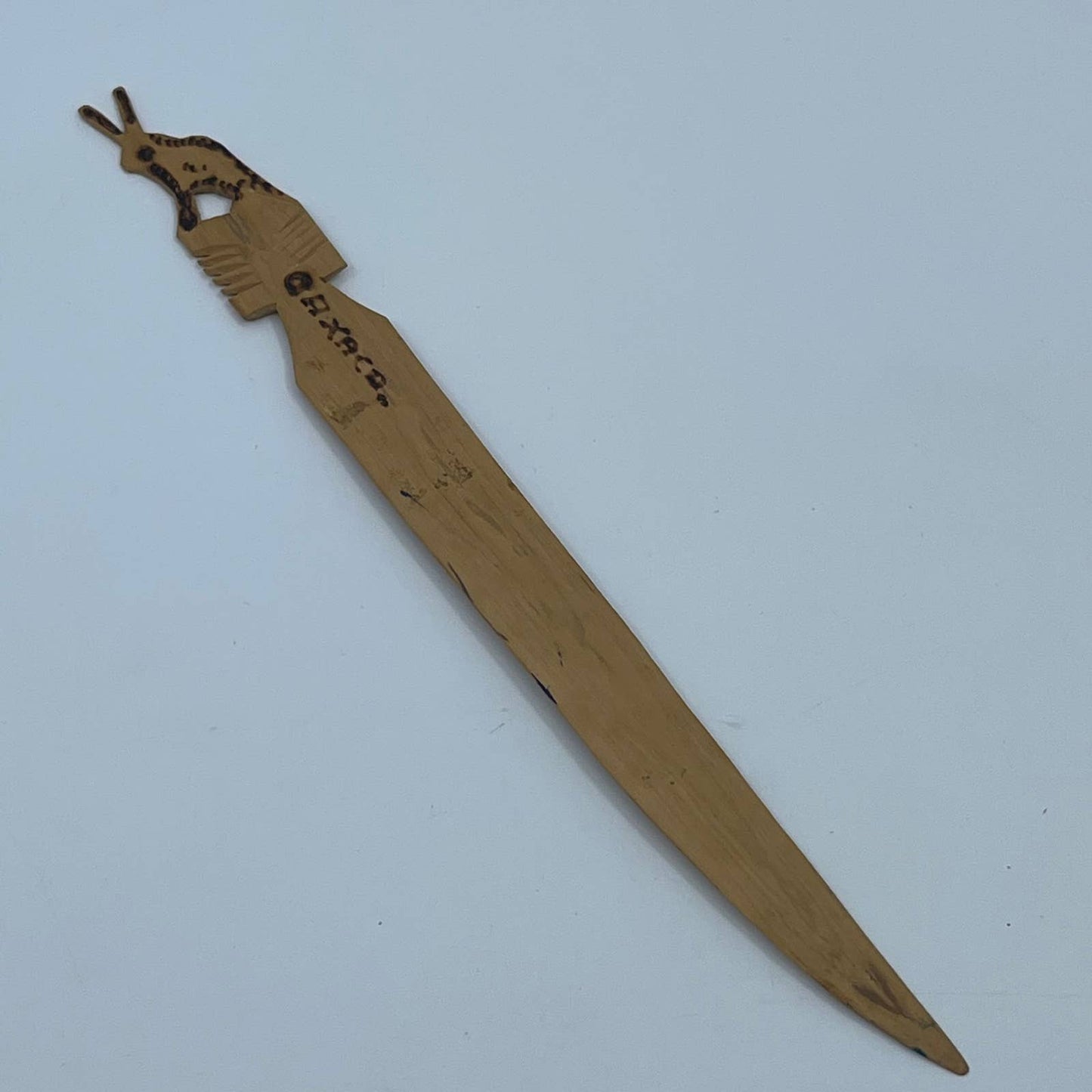 Vintage Hand Carved Wooden Letter Opener Oaxaca Mexico SC3