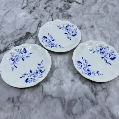 Vintage Blue Floral Mini Dill Tea Party  Plate 3” Scalloped Japan Set of 3 TJ5